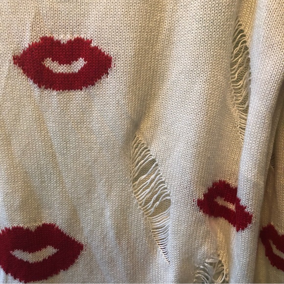 Gorgeous Love Tree Distressed Sweater with Lips - Picture 5 of 8